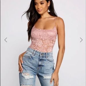 Mauve lace body suit